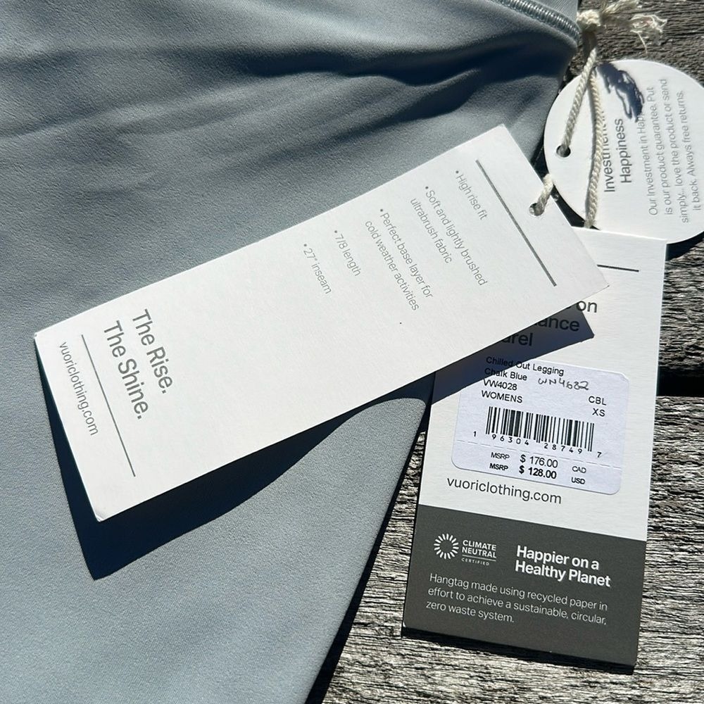 VUORI Chilled Out Legging CHALK BLUE SIZE XS NWT Women's WARMβ Legging - Picture 2 of 6